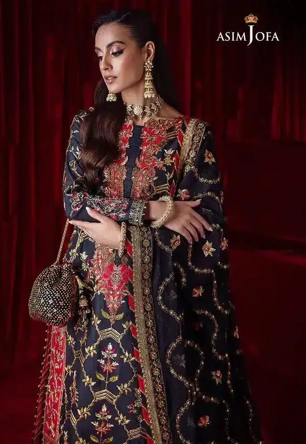 Asim Jofa Bekhudi Luxury Chiffon 23 Blue Raw Silk – view 16 – Poshaq