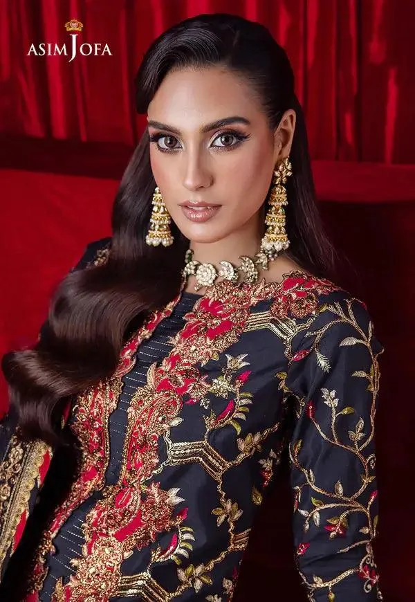 Asim Jofa Bekhudi Luxury Chiffon 23 Blue Raw Silk – view 3 – Poshaq
