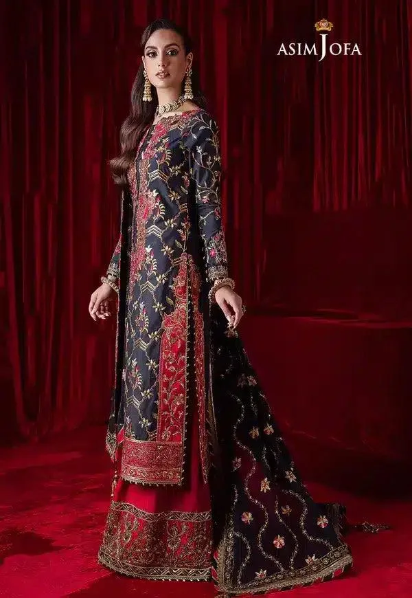 Asim Jofa Bekhudi Luxury Chiffon 23 Blue Raw Silk – view 4 – Poshaq