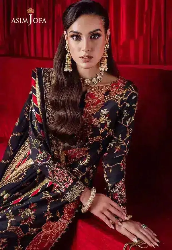 Asim Jofa Bekhudi Luxury Chiffon 23 Blue Raw Silk – view 5 – Poshaq