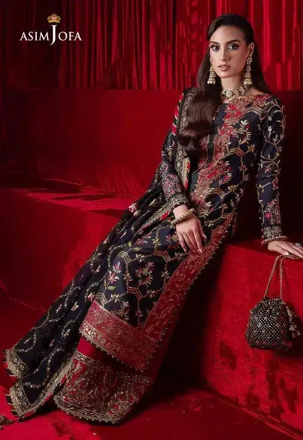 Asim Jofa Bekhudi Luxury Chiffon 23 Blue Raw Silk – view 6 – Poshaq