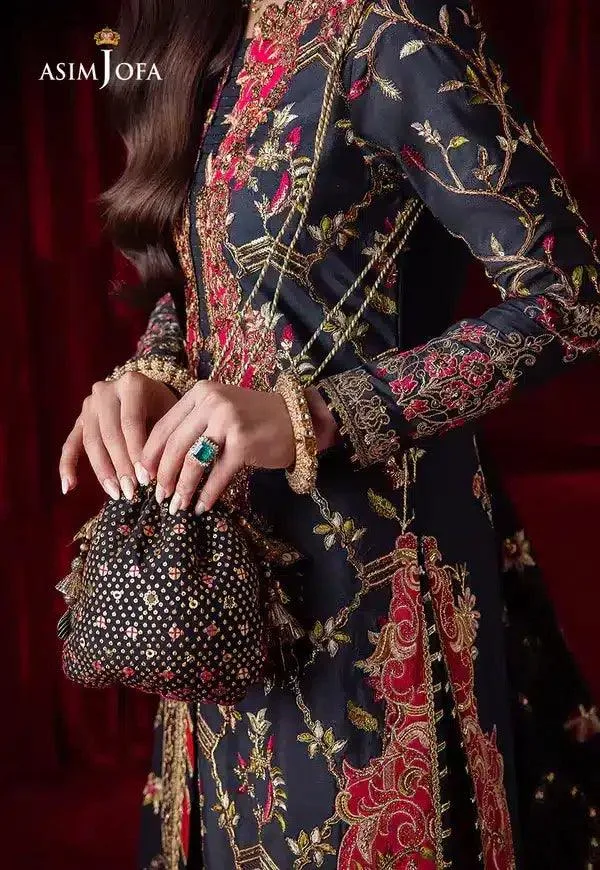 Asim Jofa Bekhudi Luxury Chiffon 23 Blue Raw Silk – view 7 – Poshaq