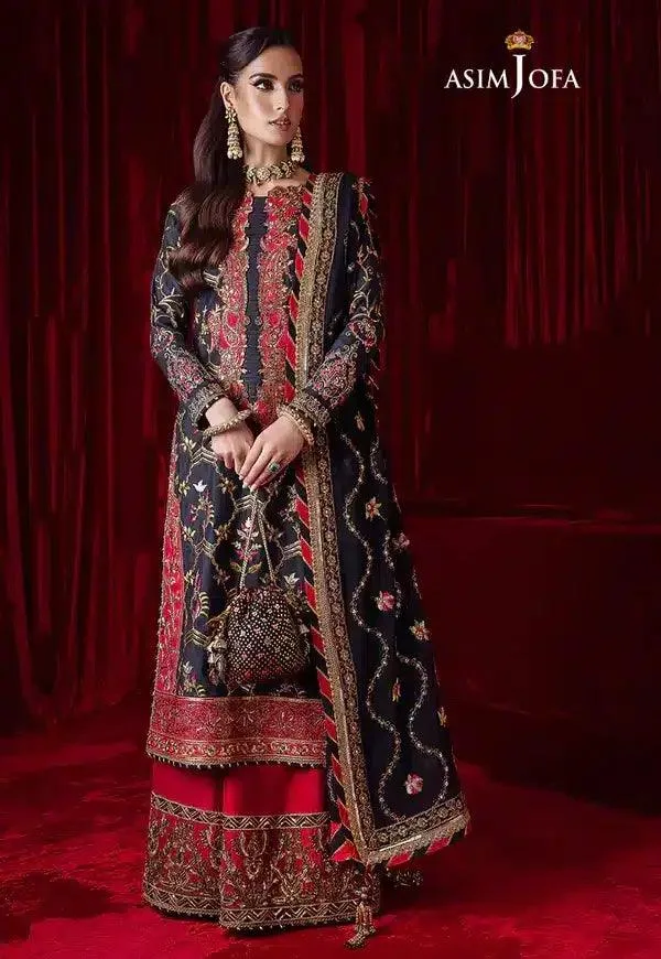 Asim Jofa Bekhudi Luxury Chiffon 23 Blue Raw Silk – view 8 – Poshaq