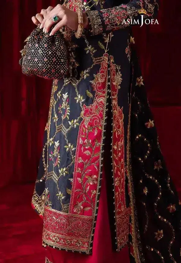 Asim Jofa Bekhudi Luxury Chiffon 23 Blue Raw Silk – view 9 – Poshaq