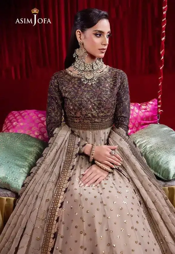 Asim Jofa Bekhudi Luxury Chiffon 23 Beige Cotton Silk – view 10 – Poshaq