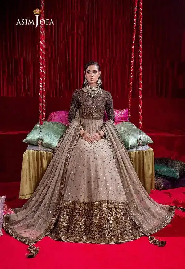 Asim Jofa Bekhudi Luxury Chiffon 23 Beige Cotton Silk – view 2 – Poshaq