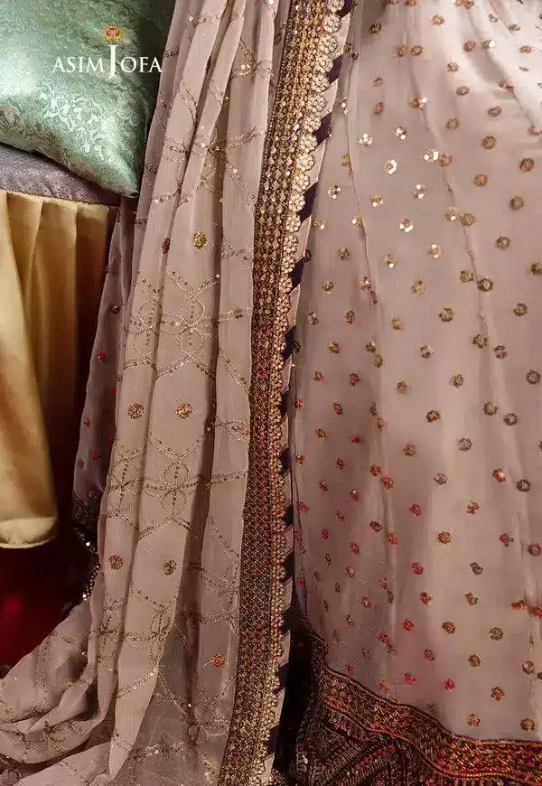 Asim Jofa Bekhudi Luxury Chiffon 23 Beige Cotton Silk – view 3 – Poshaq