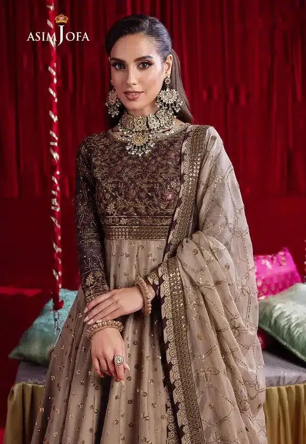 Asim Jofa Bekhudi Luxury Chiffon 23 Beige Cotton Silk – view 4 – Poshaq