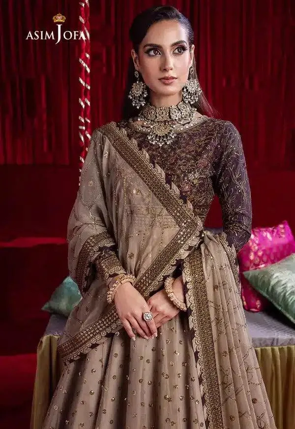 Asim Jofa Bekhudi Luxury Chiffon 23 Beige Cotton Silk – view 5 – Poshaq
