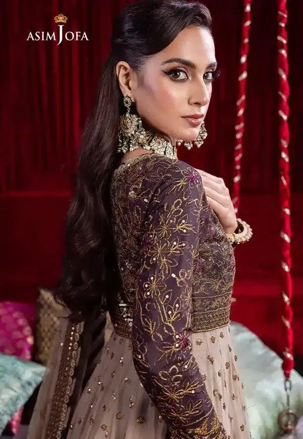 Asim Jofa Bekhudi Luxury Chiffon 23 Beige Cotton Silk – view 7 – Poshaq