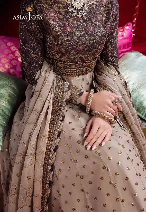 Asim Jofa Bekhudi Luxury Chiffon 23 Beige Cotton Silk – view 8 – Poshaq