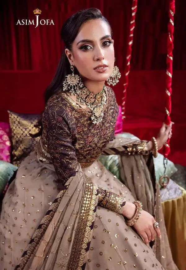 Asim Jofa Bekhudi Luxury Chiffon 23 Beige Cotton Silk – view 9 – Poshaq