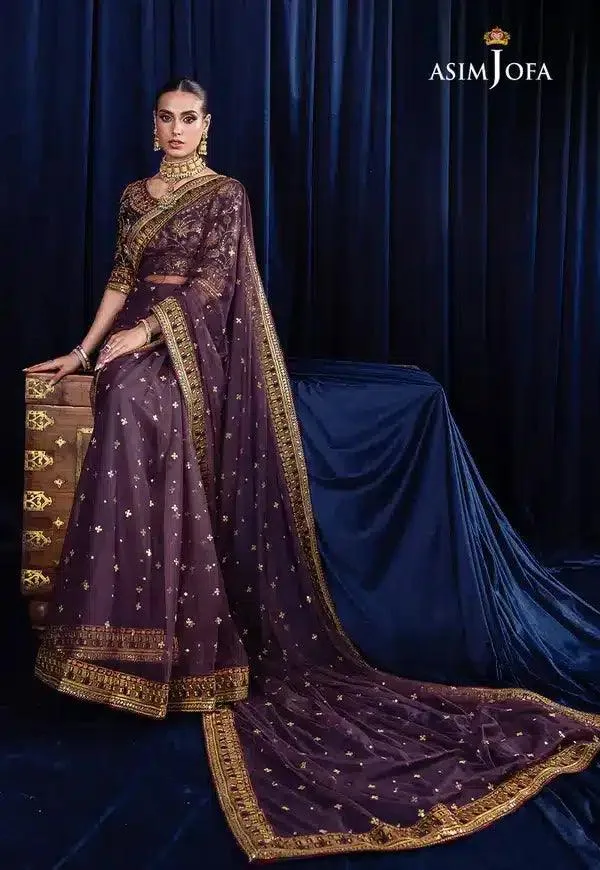 Asim Jofa Bekhudi Luxury Chiffon 23 Purple Chiffon – view 12 – Poshaq
