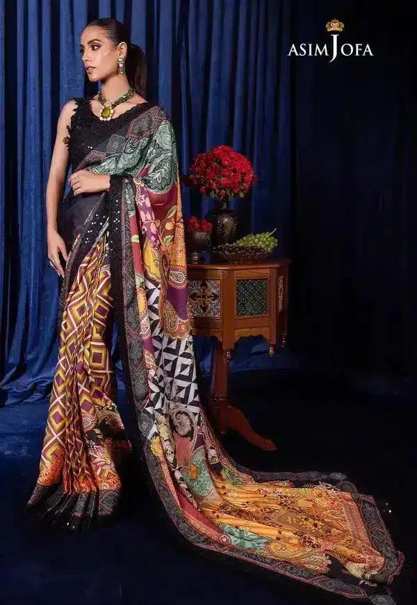 Asim Jofa Bekhudi Luxury Chiffon 23 Black Organza – view 1 – Poshaq