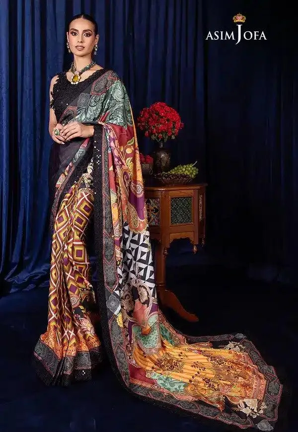 Asim Jofa Bekhudi Luxury Chiffon 23 Black Organza – view 2 – Poshaq