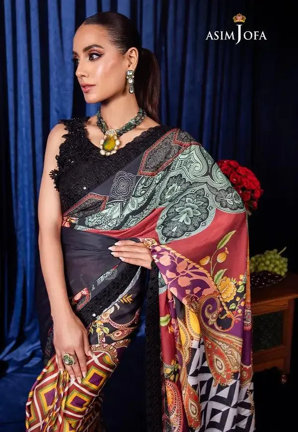 Asim Jofa Bekhudi Luxury Chiffon 23 Black Organza – view 3 – Poshaq