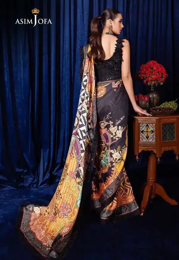 Asim Jofa Bekhudi Luxury Chiffon 23 Black Organza – view 4 – Poshaq