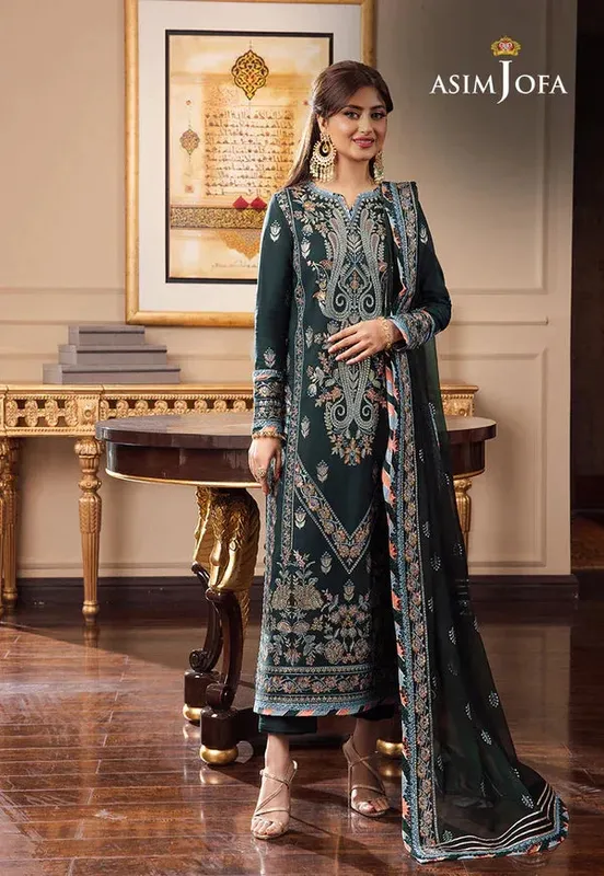 Asim Jofa Rang e Noor 23 Green Chiffon – view 1 – Poshaq