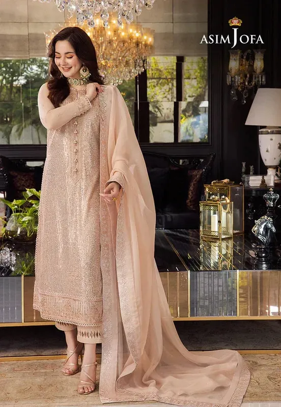 Asim Jofa Rang e Noor 23 Beige Chiffon – view 1 – Poshaq
