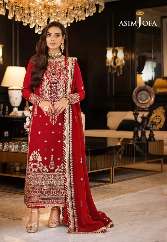 Asim Jofa Rang e Noor 23 Red Chiffon – view 1 – Poshaq