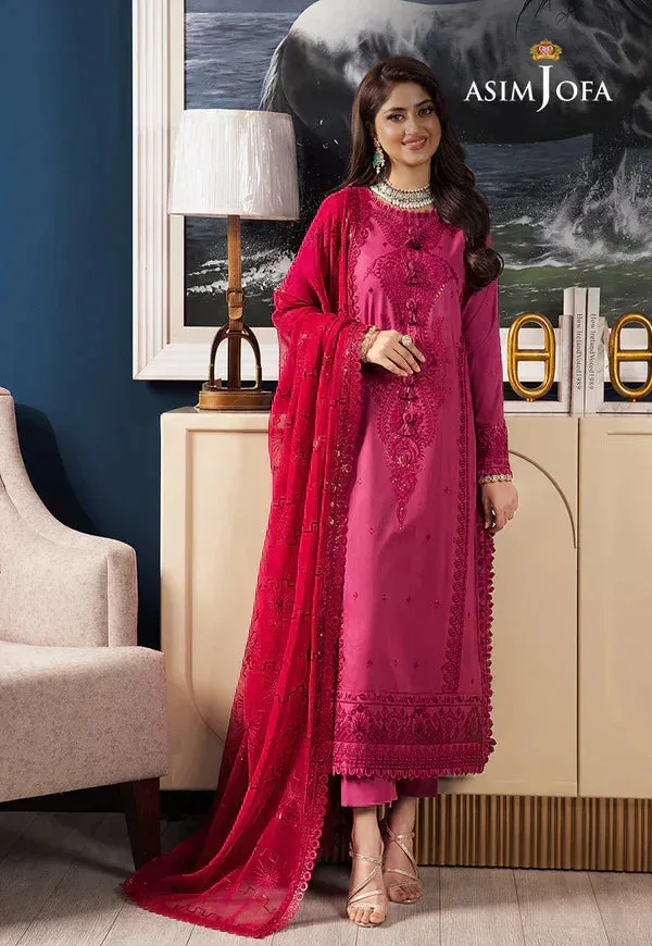 Asim Jofa Rang e Noor 23 Magenta Chiffon – view 1 – Poshaq