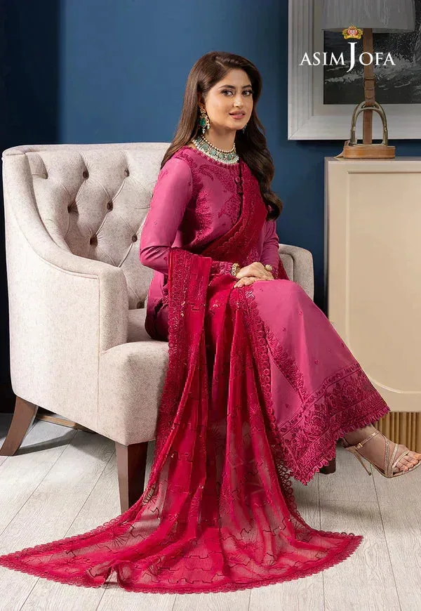 Asim Jofa Rang e Noor 23 Magenta Chiffon – view 3 – Poshaq
