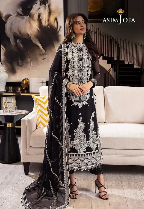Asim Jofa Rang e Noor 23 Black Chiffon – view 1 – Poshaq