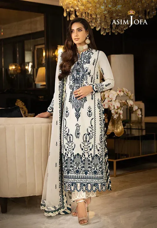 Asim Jofa Rang e Noor 23 Ivory Chiffon – view 1 – Poshaq