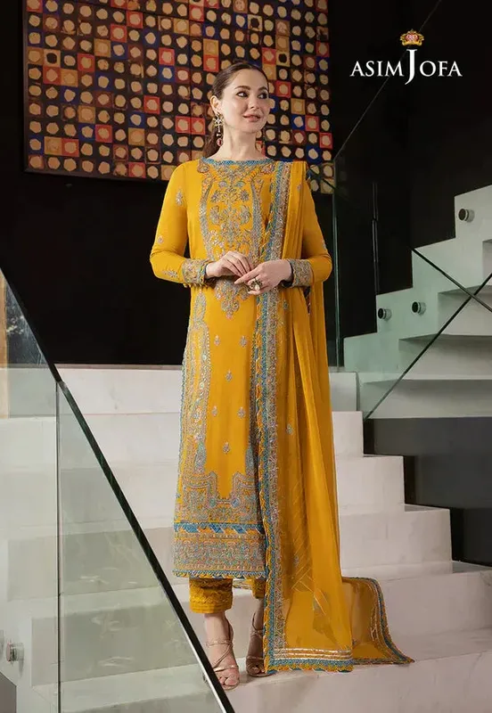 Asim Jofa Rang e Noor 23 Gold Chiffon – view 1 – Poshaq