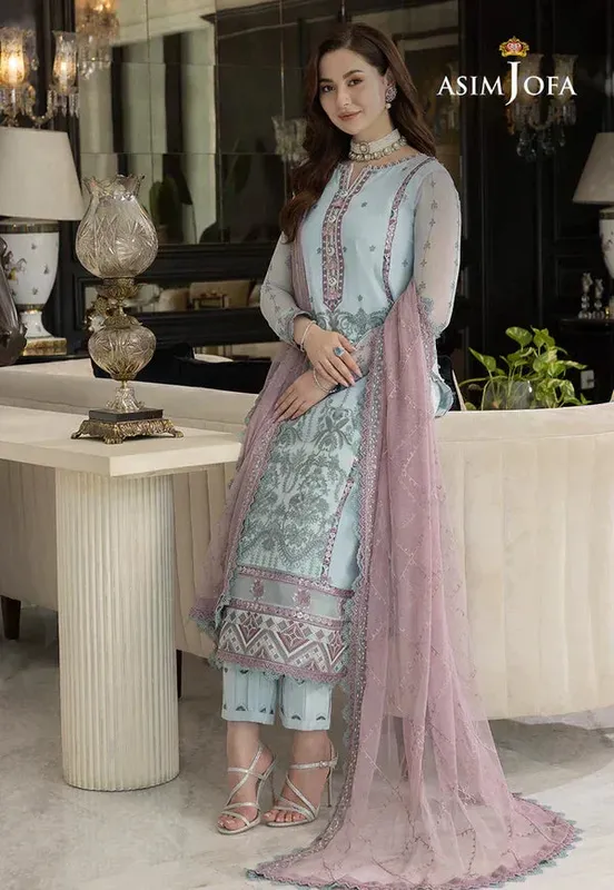 Asim Jofa Rang e Noor 23 Blue Chiffon – view 1 – Poshaq