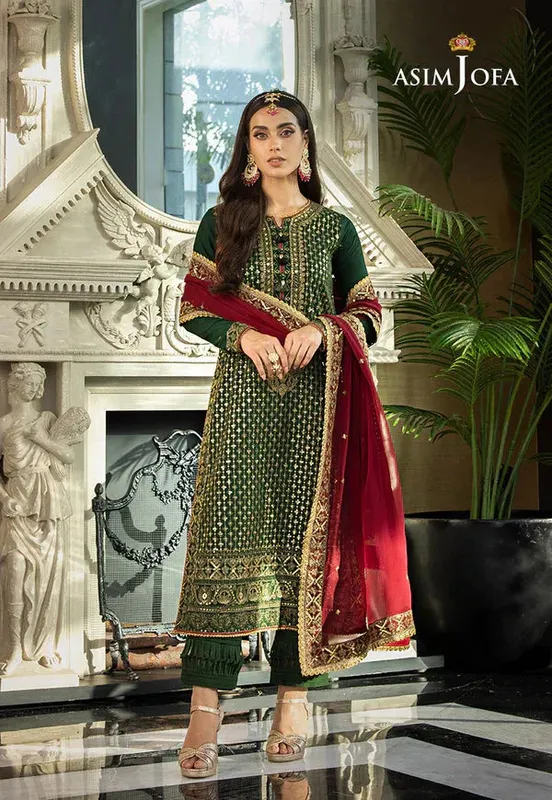 Asim Jofa Rang e Noor 23 Green Chiffon – view 1 – Poshaq
