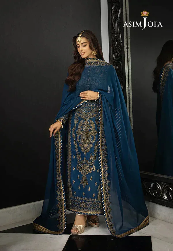 Asim Jofa Rang e Noor 23 Teal Chiffon – view 3 – Poshaq