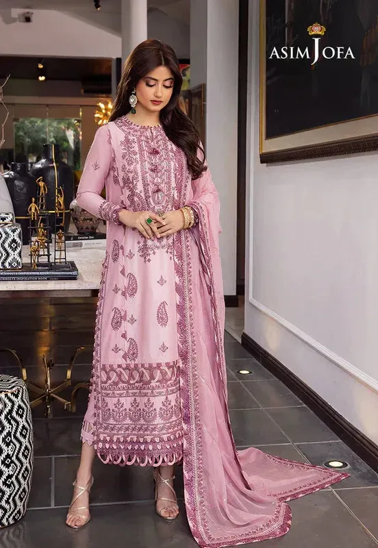 Asim Jofa Rang e Noor 23 Tea Pink Chiffon – view 1 – Poshaq
