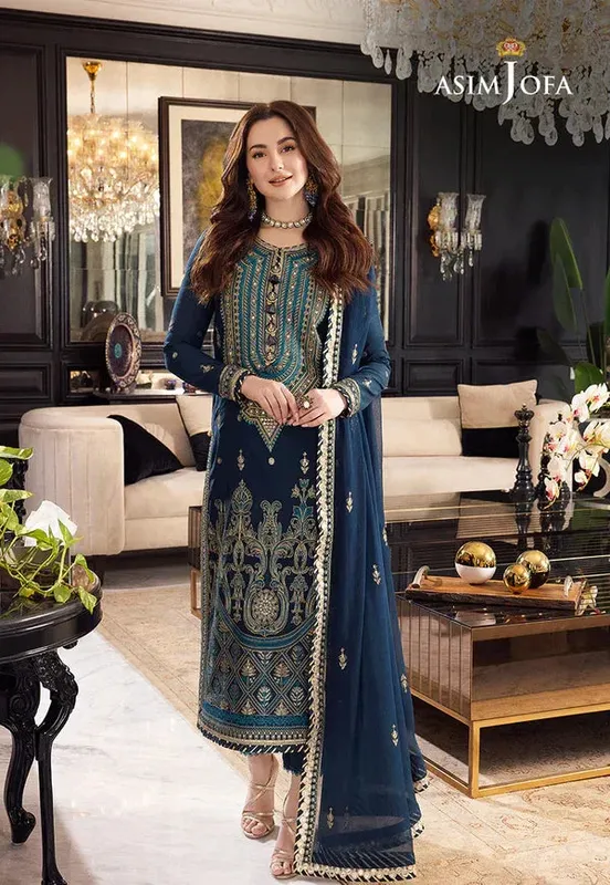 Asim Jofa Rang e Noor 23 Blue Chiffon – view 1 – Poshaq