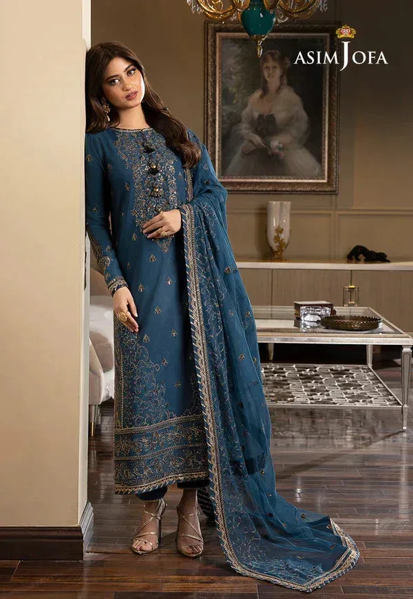 Asim Jofa Rang e Noor 23 Teal Silk – view 1 – Poshaq