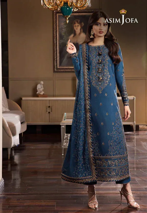 Asim Jofa Rang e Noor 23 Teal Silk – view 3 – Poshaq
