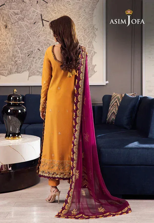 Asim Jofa Rang e Noor 23 Mustard Chiffon – view 2 – Poshaq