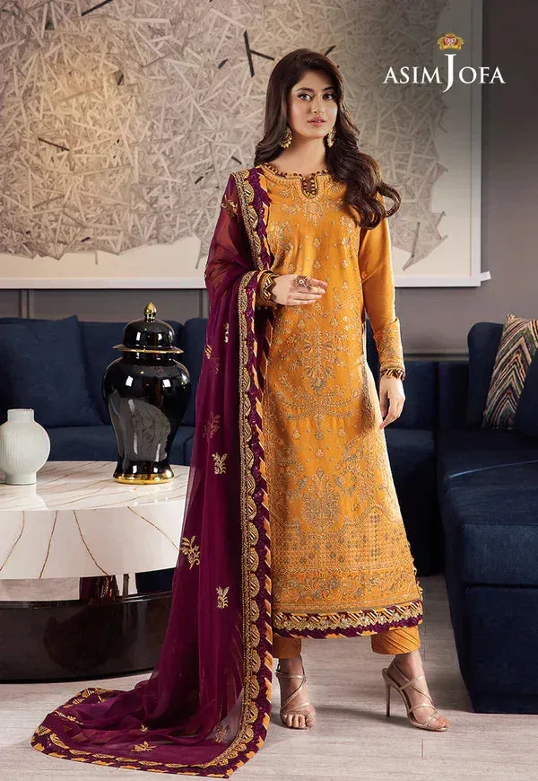 Asim Jofa Rang e Noor 23 Mustard Chiffon – view 3 – Poshaq