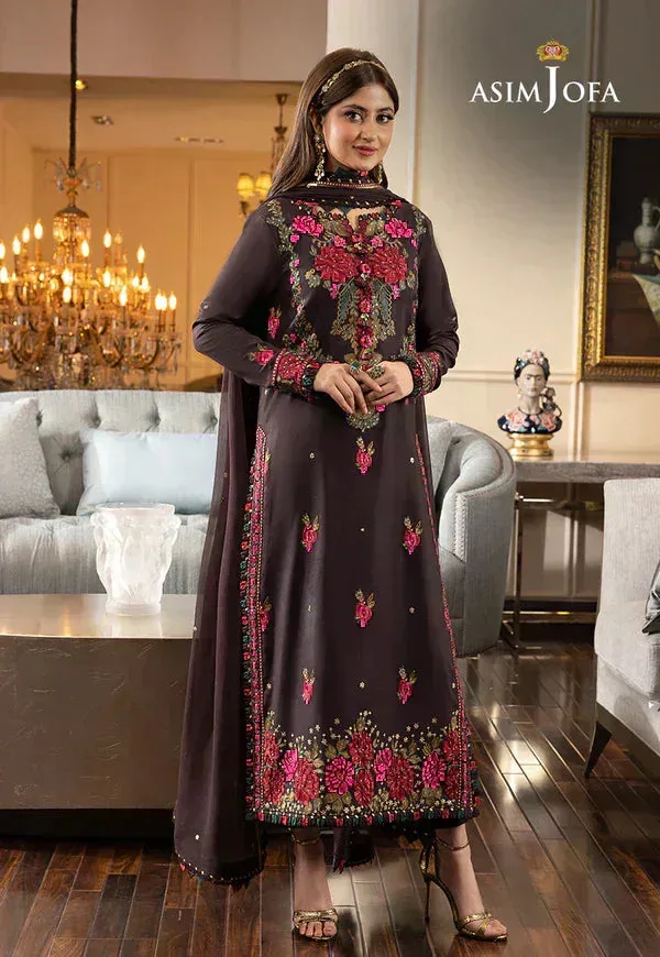 Asim Jofa Rang e Noor 23 Brown Chiffon – view 1 – Poshaq