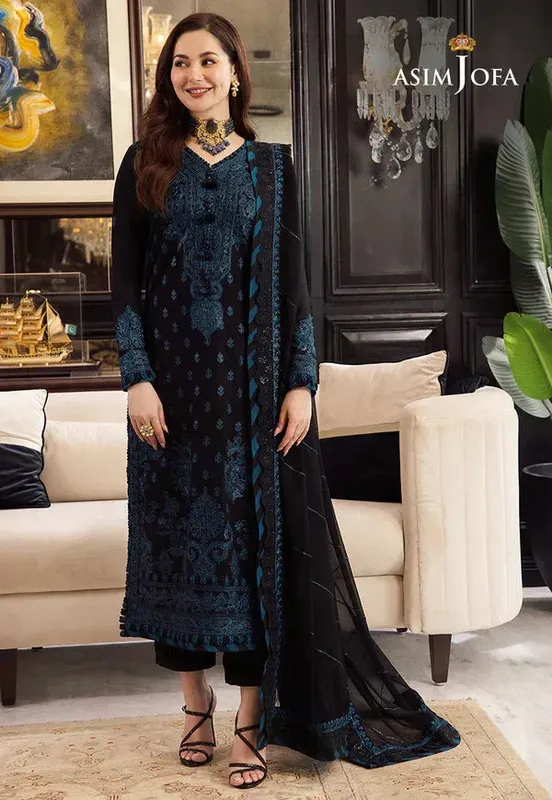 Asim Jofa Rang e Noor 23 Black Chiffon – view 1 – Poshaq