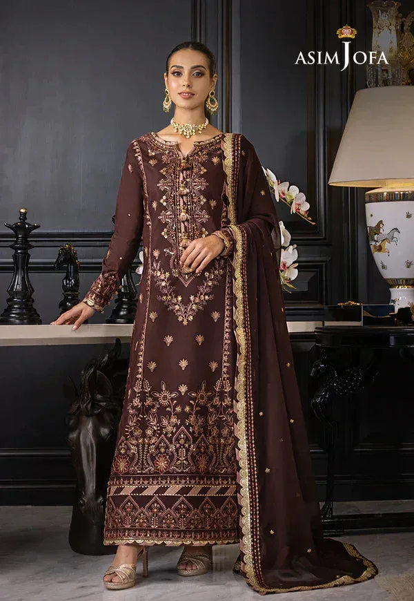 Asim Jofa Rang e Noor 23 Brown Chiffon – view 3 – Poshaq
