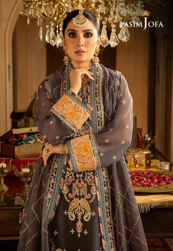 Asim Jofa Velvet Festive 23 Black Raw Silk – view 2 – Poshaq