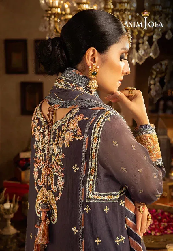 Asim Jofa Velvet Festive 23 Black Raw Silk – view 3 – Poshaq