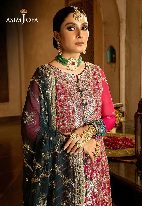 Asim Jofa Velvet Festive 23 Magenta Chiffon – view 3 – Poshaq