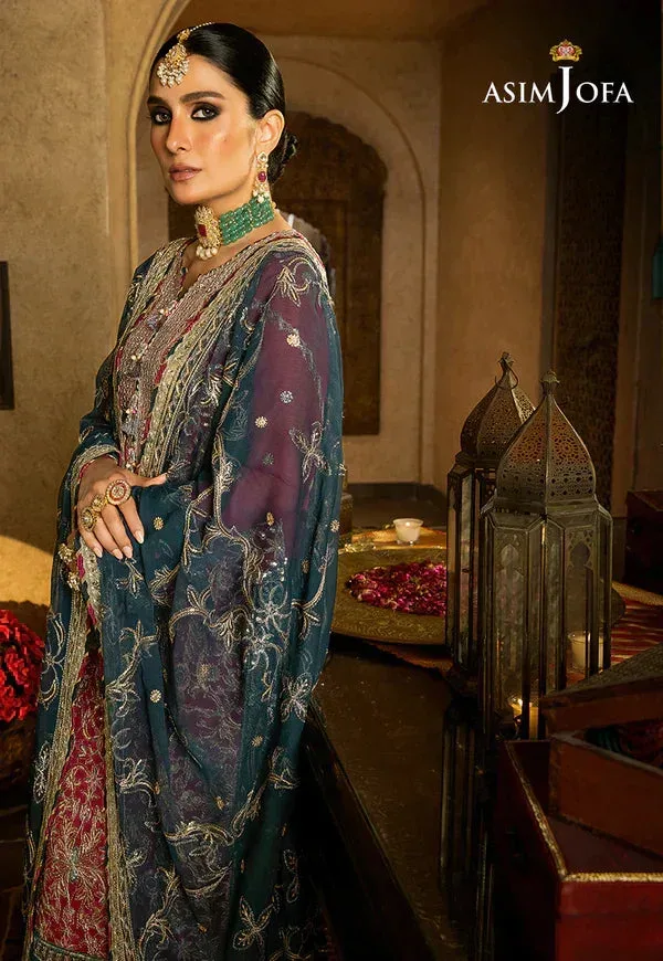 Asim Jofa Velvet Festive 23 Magenta Chiffon – view 4 – Poshaq