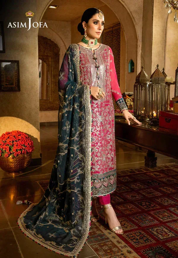 Asim Jofa Velvet Festive 23 Magenta Chiffon – view 6 – Poshaq