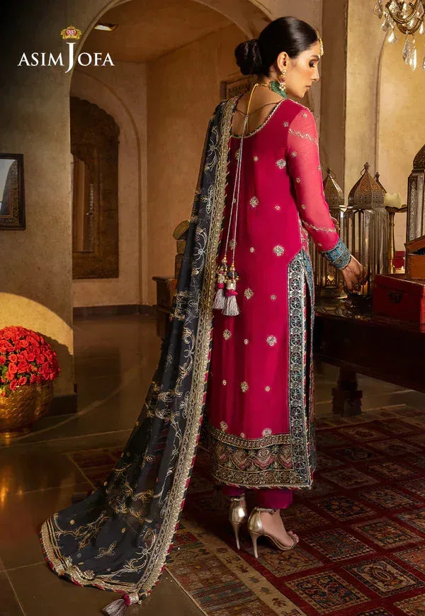 Asim Jofa Velvet Festive 23 Magenta Chiffon – view 7 – Poshaq