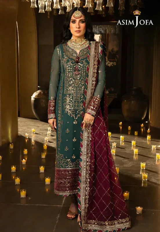 Asim Jofa Velvet Festive 23 Purple Raw Silk – view 1 – Poshaq