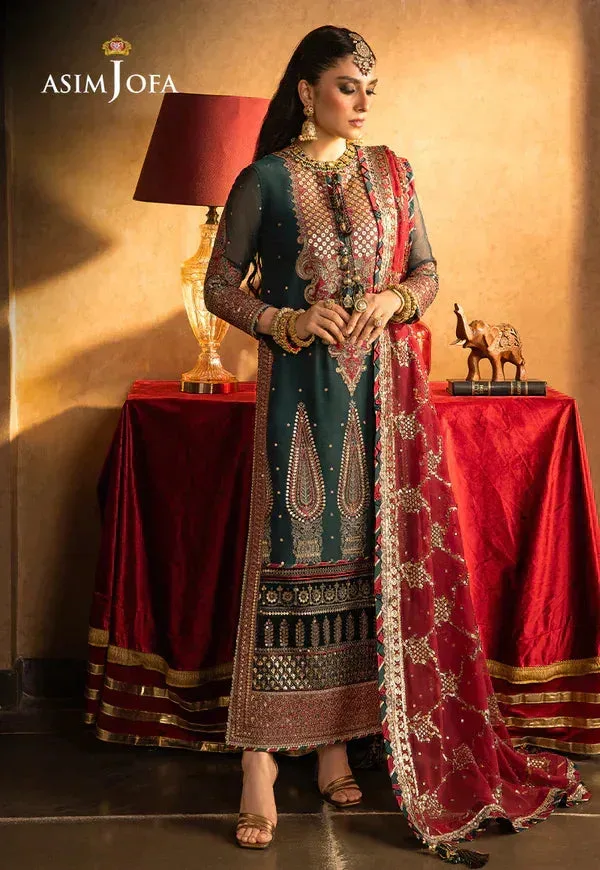 Asim Jofa Velvet Festive 23 Maroon Raw Silk – view 2 – Poshaq