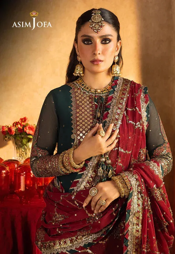Asim Jofa Velvet Festive 23 Maroon Raw Silk – view 3 – Poshaq